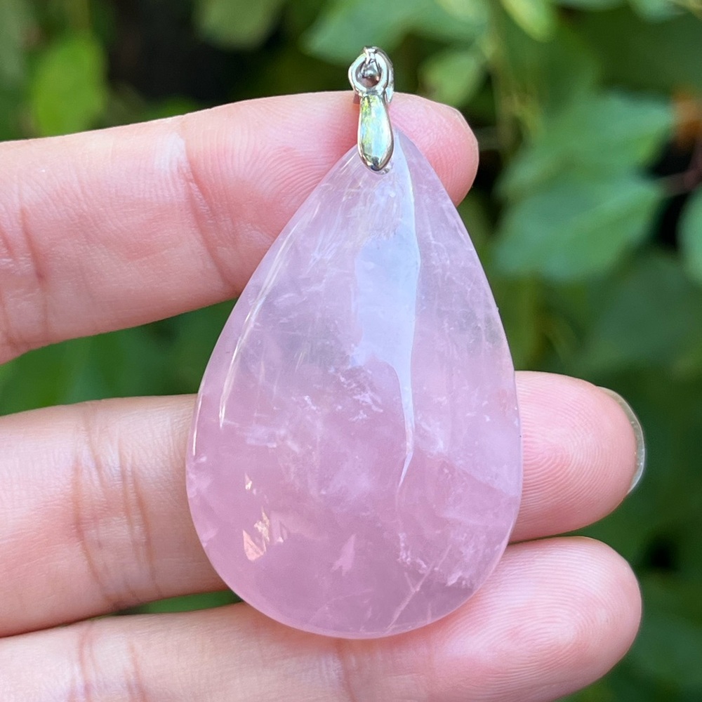 Sterling silver 925 stamped rose quartz pendant 1422